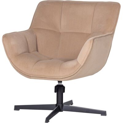 WOOOD wibo draaifauteuil - velvet - mat zand - 94x71x83 WOOOD wibo draaifauteuil - velvet - mat zand - 94x71x83