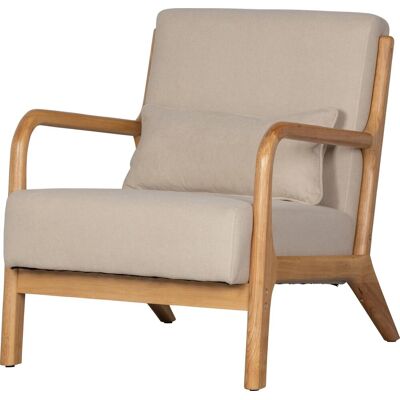 WOOOD Bruine Stoel - Gummihout Frame - Heavy-Duty Stof - Retro Look WOOOD Bruine Stoel - Gummihout Frame - Heavy-Duty Stof - Retro Look