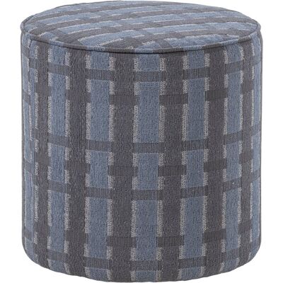 WOOOD sarli poef hoog dessin - chenille - grijs/blauw - 46x46x46 WOOOD sarli poef hoog dessin - chenille - grijs/blauw - 46x46x46