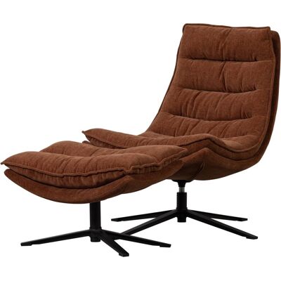 WOOOD kube draaifauteuil met hocker - chenille stof - bruin WOOOD kube draaifauteuil met hocker - chenille stof - bruin