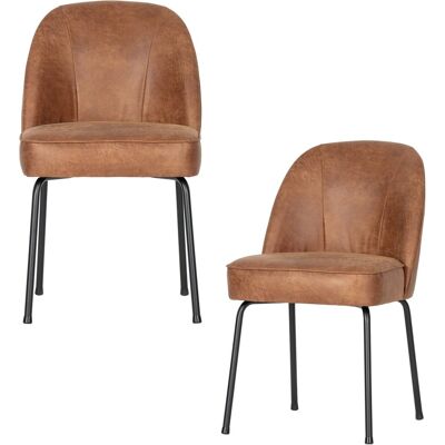 WOOOD vogue eetkamerstoelen - leer - cognac - set van 2 WOOOD vogue eetkamerstoelen - leer - cognac - set van 2