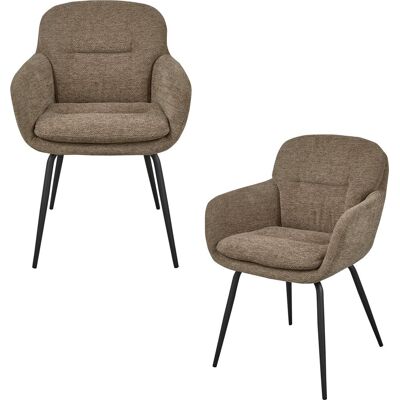 WOOOD runa eetkamerstoelen - polyester - donker zand - set van 2 WOOOD runa eetkamerstoelen - polyester - donker zand - set van 2