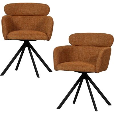 WOOOD fenne draaibare eetkamerstoelen - geweven stof - ginger - set van 2 WOOOD fenne draaibare eetkamerstoelen - geweven stof - ginger - set van 2