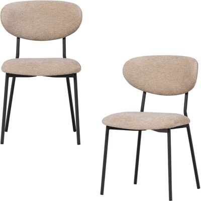 WOOOD kjeld eetkamerstoelen - chenille stof - naturel - set van 2 WOOOD kjeld eetkamerstoelen - chenille stof - naturel - set van 2