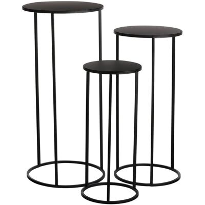 Mica Decorations quinty bijzettafel - set van 3 - h70 x ø32 cm - metaal - zwart Mica Decorations quinty bijzettafel - set van 3 - h70 x ø32 cm - metaal - zwart