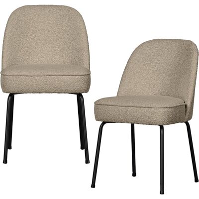 WOOOD vogue eetkamerstoelen - bouclé - beige - set van 2 WOOOD vogue eetkamerstoelen - bouclé - beige - set van 2