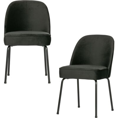 WOOOD vogue eetkamerstoelen - velvet stof - zwart - set van 2 WOOOD vogue eetkamerstoelen - velvet stof - zwart - set van 2