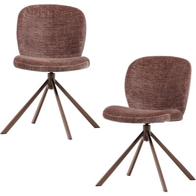 WOOOD femke eetkamerstoelen - chenille stof - bruin- set van 2 WOOOD femke eetkamerstoelen - chenille stof - bruin- set van 2