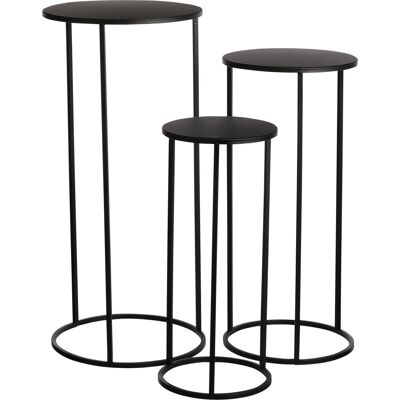 Mica Decorations quinty bijzettafel - set van 3 - h70 x ø32 cm - metaal - zwart Mica Decorations quinty bijzettafel - set van 3 - h70 x ø32 cm - metaal - zwart