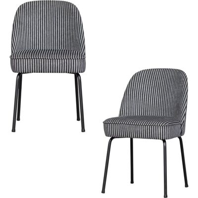 WOOOD vogue eetkamerstoelen - geweven stof met streep - zwart/grijs - set van 2 WOOOD vogue eetkamerstoelen - geweven stof met streep - zwart/grijs - set van 2