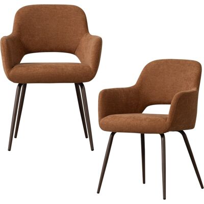 WOOOD jenny eetkamerstoelen - geweven stof - bruin - set van 2 WOOOD jenny eetkamerstoelen - geweven stof - bruin - set van 2