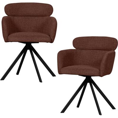 WOOOD fenne draaibare eetkamerstoelen - geweven stof - chestnut-set van 2 WOOOD fenne draaibare eetkamerstoelen - geweven stof - chestnut-set van 2