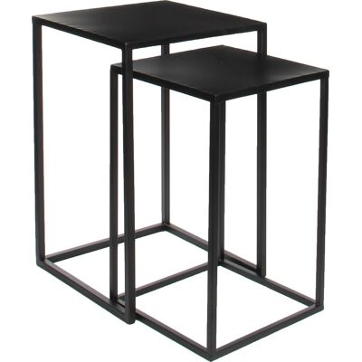 Mica Decorations 2x bijzettafels/plantenstandaards goa 35 x 35 x 55 cm - zwarte metalen plantenhouder/plantentafel - woonaccessoires Mica Decorations 2x bijzettafels/plantenstandaards goa 35 x 35 x 55 cm - zwarte metalen plantenhouder/plantentafel - woonaccessoires