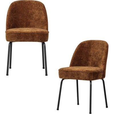 WOOOD vogue eetkamerstoelen - 3d chenille - midden bruin -set van 2 WOOOD vogue eetkamerstoelen - 3d chenille - midden bruin -set van 2