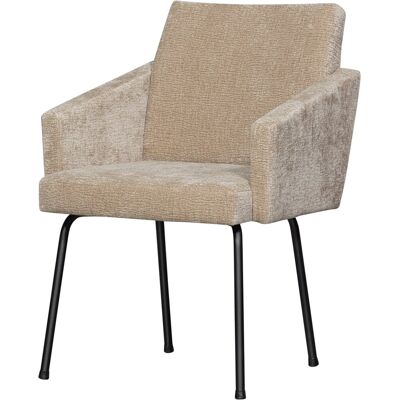WOOOD mount eetkamerstoel met armleuning - 3d chenille - zand - 82x61x65 WOOOD mount eetkamerstoel met armleuning - 3d chenille - zand - 82x61x65