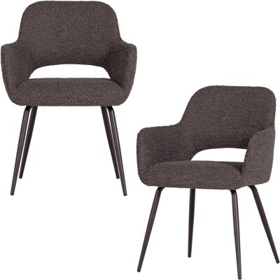 WOOOD jenny eetkamerstoel - bouclé - bruin melange - set van 2 WOOOD jenny eetkamerstoel - bouclé - bruin melange - set van 2