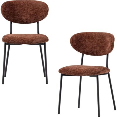 WOOOD kjeld eetkamerstoelen - chenille stof - bruin - set van 2 WOOOD kjeld eetkamerstoelen - chenille stof - bruin - set van 2