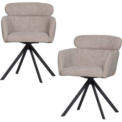 WOOOD fenne draaibare eetkamerstoelen - geweven stof - naturel -set van 2 WOOOD fenne draaibare eetkamerstoelen - geweven stof - naturel -set van 2