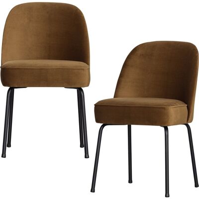 WOOOD vogue eetkamerstoelen - velvet stof - honinggeel - set van 2 WOOOD vogue eetkamerstoelen - velvet stof - honinggeel - set van 2