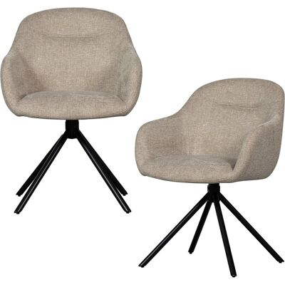 WOOOD grant-jaki eetkamerstoelen - chenille - zand - set van 2 WOOOD grant-jaki eetkamerstoelen - chenille - zand - set van 2
