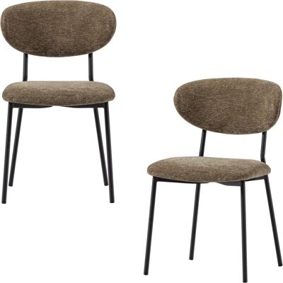 WOOOD kjeld eetkamerstoelen - chenille stof - groen - set van 2 WOOOD kjeld eetkamerstoelen - chenille stof - groen - set van 2