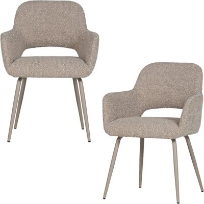 WOOOD jenny eetkamerstoel - bouclé - zand melange - set van 2 WOOOD jenny eetkamerstoel - bouclé - zand melange - set van 2