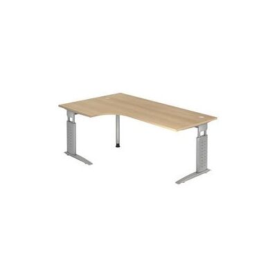 HAMMERBACHER US82 Verstelbare hoekbureau - Eiken & Zilver HAMMERBACHER US82 Verstelbare hoekbureau - Eiken & Zilver