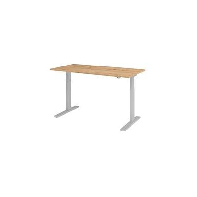 Hammerbacher XMKA16 Elektrisch Zit-Sta Bureau - Asteiche - Zilveren C-Poot Hammerbacher XMKA16 Elektrisch Zit-Sta Bureau - Asteiche - Zilveren C-Poot