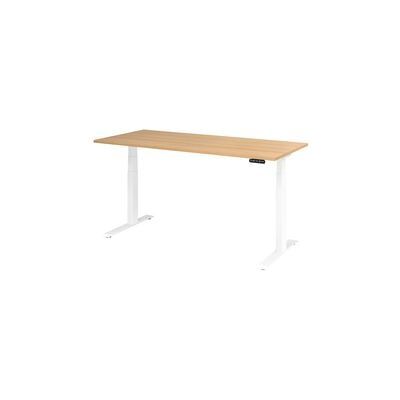 Hammerbacher Elektrisch verstelbaar bureau - Wit stalen frame, eiken blad Hammerbacher Elektrisch verstelbaar bureau - Wit stalen frame, eiken blad