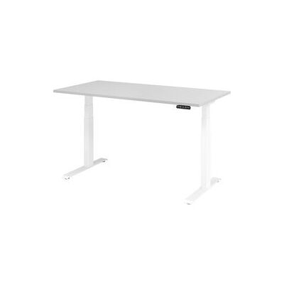 HAMMERBACHER Verstelbare bureau - Lichtgrijs, 160x80 cm, Witte frame HAMMERBACHER Verstelbare bureau - Lichtgrijs, 160x80 cm, Witte frame