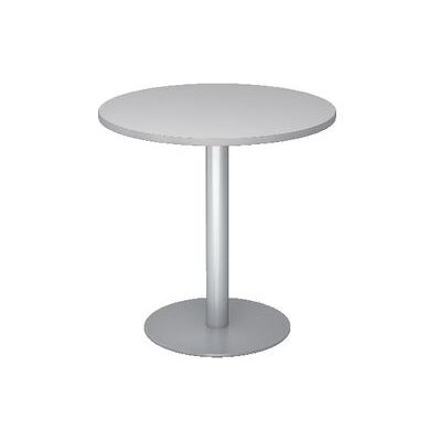 Vergadertafel Kaiserkraft - Ø 800 mm, 755 mm hoog, zilveren frame, lichtgrijs blad Vergadertafel Kaiserkraft - Ø 800 mm, 755 mm hoog, zilveren frame, lichtgrijs blad