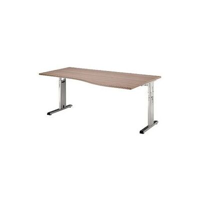 HAMMERBACHER OS 18 Verstelbare bureau - Noot, Trapezvorm, C-poot, 180x80/100cm HAMMERBACHER OS 18 Verstelbare bureau - Noot, Trapezvorm, C-poot, 180x80/100cm