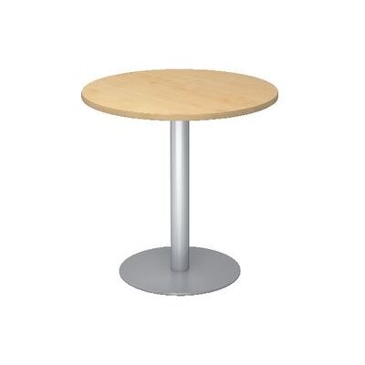 Kaiserkraft Vergadertafel - Ø 800 mm, 755 mm hoog, zilveren frame, esdoorn-decor blad Kaiserkraft Vergadertafel - Ø 800 mm, 755 mm hoog, zilveren frame, esdoorn-decor blad