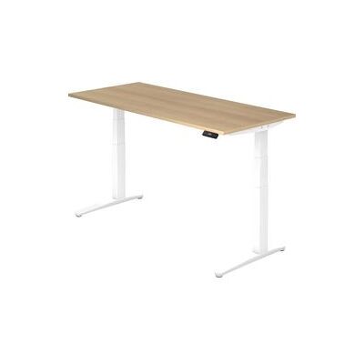 Hammerbacher Elektrisch Zit- Sta Schreibtisch - 180x80cm - Wit & Eik Hammerbacher Elektrisch Zit- Sta Schreibtisch - 180x80cm - Wit & Eik