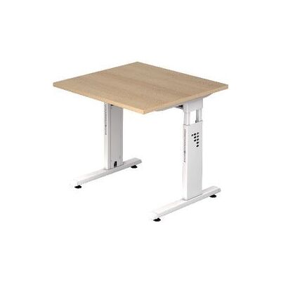 HAMMERBACHER Merk Gradeo Verstelbare bureau - 80x80cm, Wit, Eiken HAMMERBACHER Merk Gradeo Verstelbare bureau - 80x80cm, Wit, Eiken