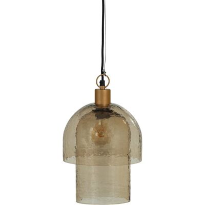 WOOOD gigi hanglamp dubbele kap - gehamerd glas - naturel - 31x22x22 WOOOD gigi hanglamp dubbele kap - gehamerd glas - naturel - 31x22x22