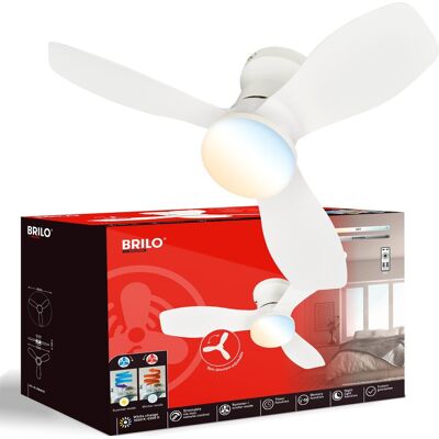 Briloner lufito - plafondventilator met verlichting - led plafondlamp met ventilator - ventilator lamp zomer- en wintermodus - dimbaar - cct - ø60 - wit Briloner lufito - plafondventilator met verlichting - led plafondlamp met ventilator - ventilator lamp zomer- en wintermodus - dimbaar - cct - ø60 - wit