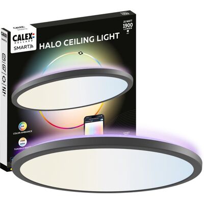 Calex halo slimme plafonnière - smart plafondlamp 40cm - rgb en warm wit licht - zwart Calex halo slimme plafonnière - smart plafondlamp 40cm - rgb en warm wit licht - zwart