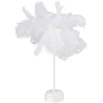 Grundig verenlamp - tafellamp met veren met 40 led warm wit - decoratieve tafellamp met 20 veren - sfeerlamp wit op batterijen - 11 x 11 x 53 cm - wit Grundig verenlamp - tafellamp met veren met 40 led warm wit - decoratieve tafellamp met 20 veren - sfeerlamp wit op batterijen - 11 x 11 x 53 cm - wit