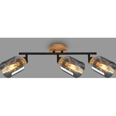 Briloner Hema Barra 3xE27 - Verstelbare Spots - 47cm - Modern Hout en Glas Briloner Hema Barra 3xE27 - Verstelbare Spots - 47cm - Modern Hout en Glas