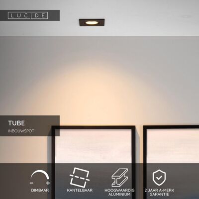 Lucide tube - inbouwspot - 1xgu10 - zwart Lucide tube - inbouwspot - 1xgu10 - zwart