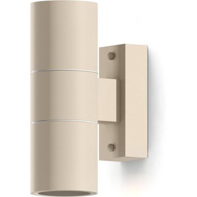 Calex turin wandlamp - buiten & binnen - 2× gu10 fitting - cilindervorm - up & downlight - waterdicht - zonder lichtbron - zandkleur Calex turin wandlamp - buiten & binnen - 2× gu10 fitting - cilindervorm - up & downlight - waterdicht - zonder lichtbron - zandkleur
