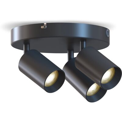 Calex plafondlamp - 3-lichts - opbouwspot - rond - zwart - goud Calex plafondlamp - 3-lichts - opbouwspot - rond - zwart - goud