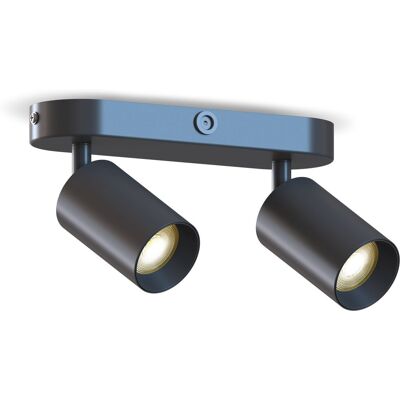 Calex plafondlamp - 2-lichts - opbouwspot - ovaal - zwart - goud Calex plafondlamp - 2-lichts - opbouwspot - ovaal - zwart - goud