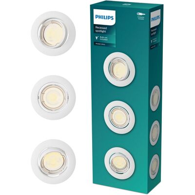 LED Philips peridot inbouwspot - gu10 fitting - wit - rond - richtbare spot - 3-pack LED Philips peridot inbouwspot - gu10 fitting - wit - rond - richtbare spot - 3-pack