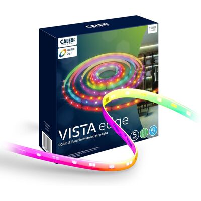 Calex vista led strip 5 meter - voor binnen - rgbic - warm wit licht - inclusief afstandsbediening Calex vista led strip 5 meter - voor binnen - rgbic - warm wit licht - inclusief afstandsbediening