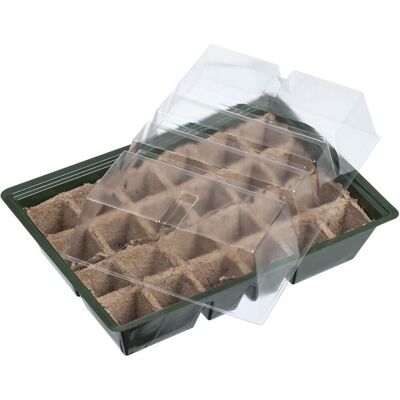 Nature - kweekbak/kweekkastje met deksel - inclusief turfpotplaat - 33 x 23 cm - met 24 kweekpotjes Nature - kweekbak/kweekkastje met deksel - inclusief turfpotplaat - 33 x 23 cm - met 24 kweekpotjes