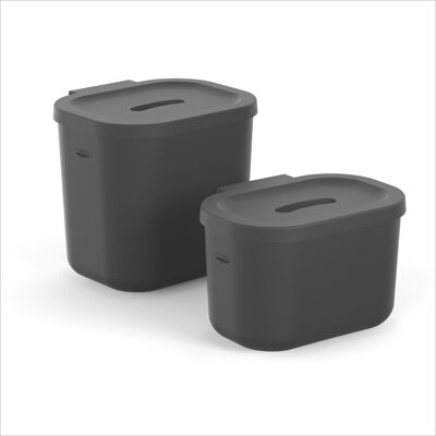 Rotho set bio - compostemmer - 2-delig (3,2 ltr + 6 ltr) - 100% gerecycled kunststof - salsa - zwart Rotho set bio - compostemmer - 2-delig (3,2 ltr + 6 ltr) - 100% gerecycled kunststof - salsa - zwart