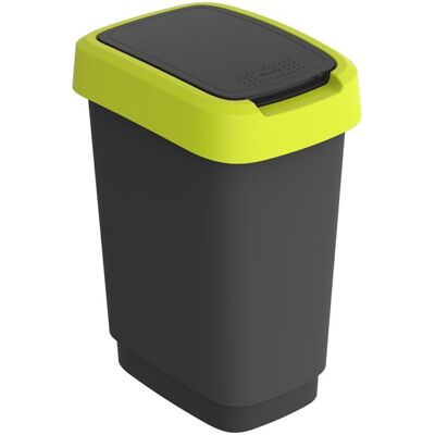 Rotho twist afvalbak 10l lime/antraciet Rotho twist afvalbak 10l lime/antraciet