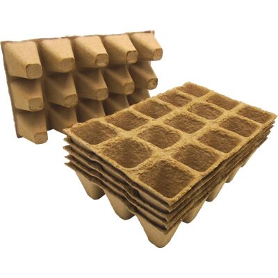 Nature - biopottrays 5 x 5 x 5cm - (6 x 15st.) - stekpotje - biologisch afbreekbaar Nature - biopottrays 5 x 5 x 5cm - (6 x 15st.) - stekpotje - biologisch afbreekbaar